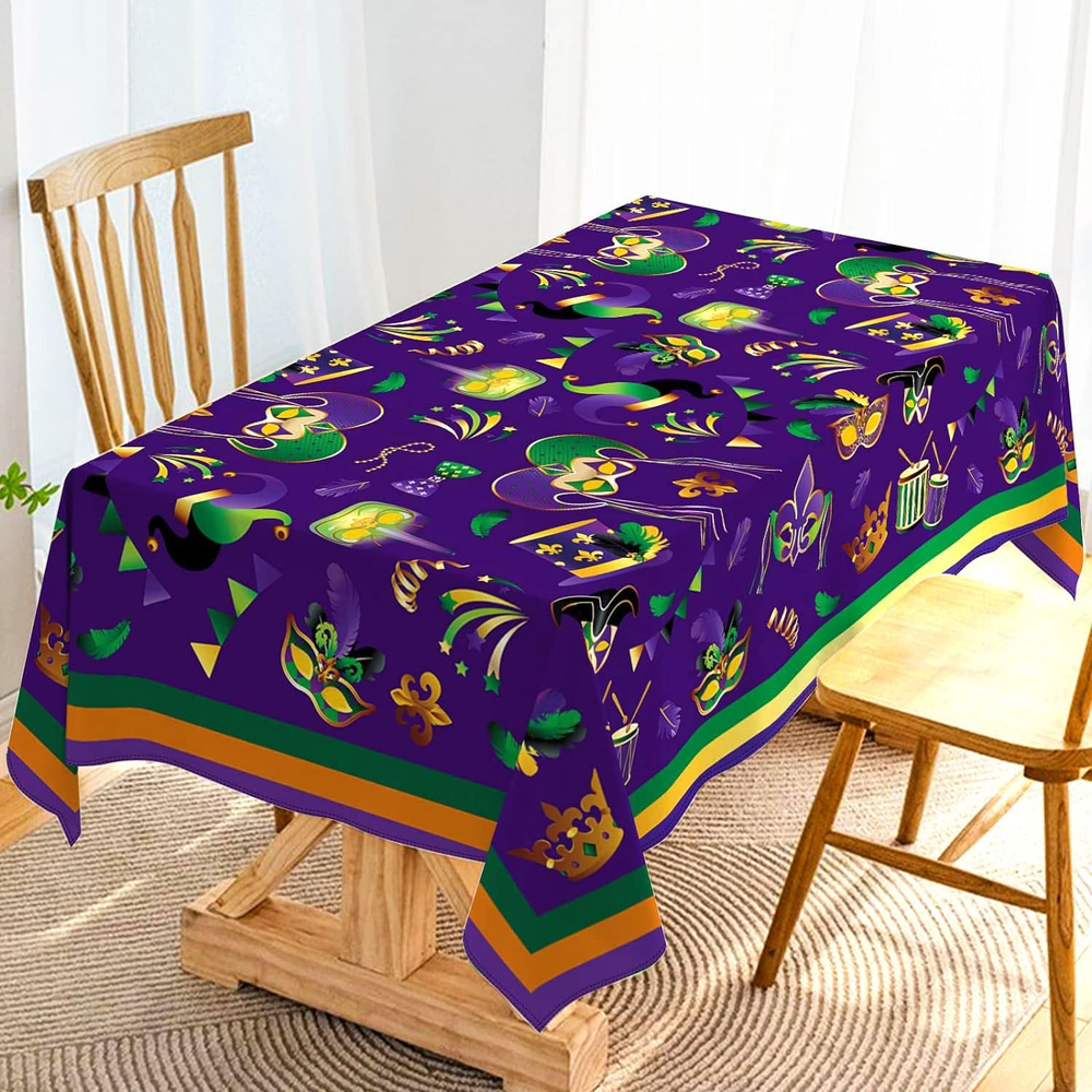 Mardi Gras Carnival Tablecloth Masquerade Party Decoration New Orleans Mask Kitc