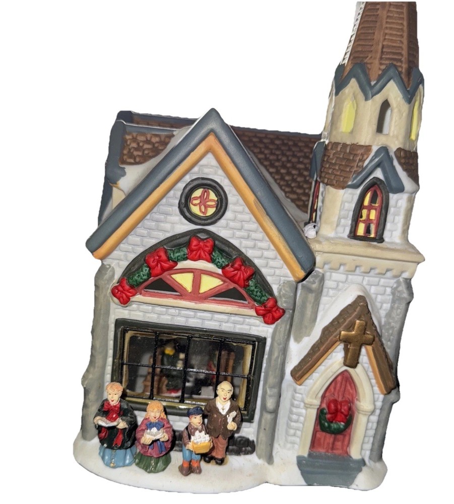 Holiday Expressions Hand-painted Porcelain Lighted Glass Window House
