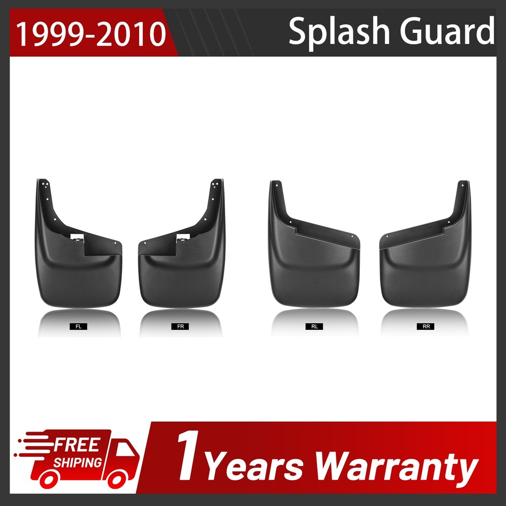 4 Pcs Front & Rear Mud Guards Splash Flaps For 99-10 F250 F350 w/o Fender Flare