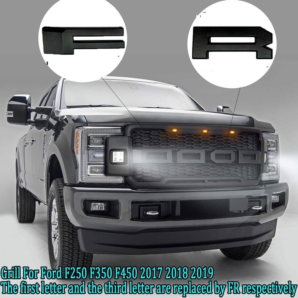 Fit For Ford F250 F350 F450 Super Duty 2017-2019 Front Grille w/Light & Letters