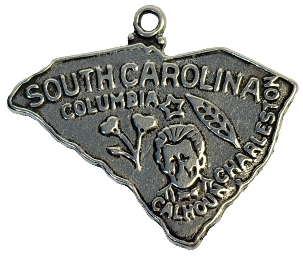 Vintage Sterling Silver .925 Charm Pendant for Bracelet State of South Carolina