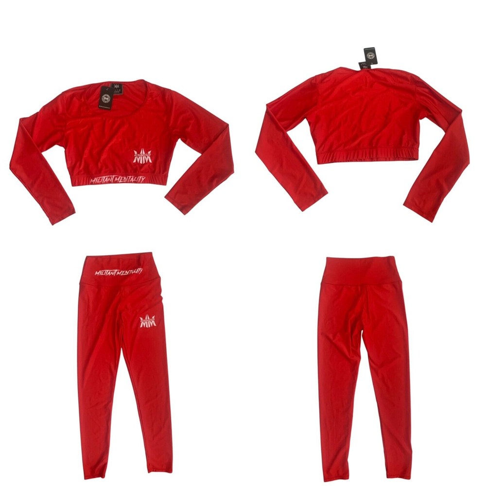 Militant Mentality Women's Size XL Bundle Exercise Crop Shirt Legging Pant Set