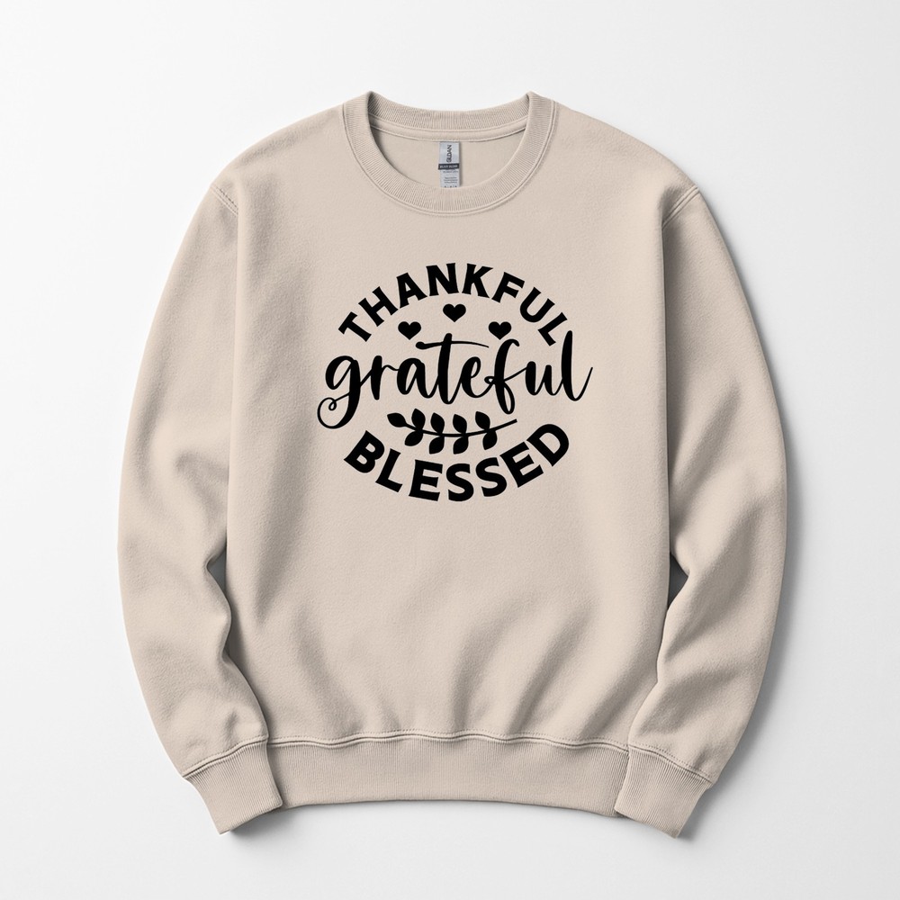 Thankful Grateful Blessed Sweatshirt Crewneck Unisex Men Womens Religious Faith
