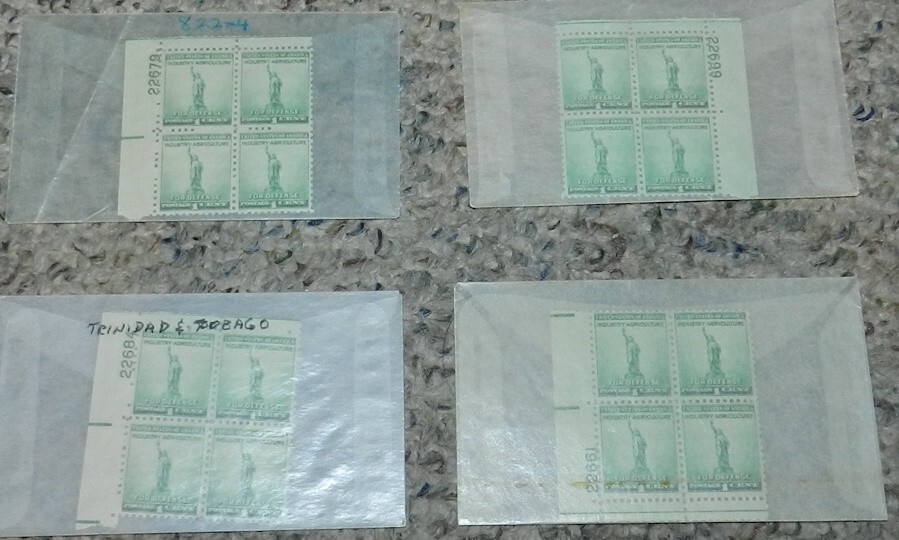 Unused Stamp lot 4 Scott #899 Industry Agriculture 1c Plate Blocks