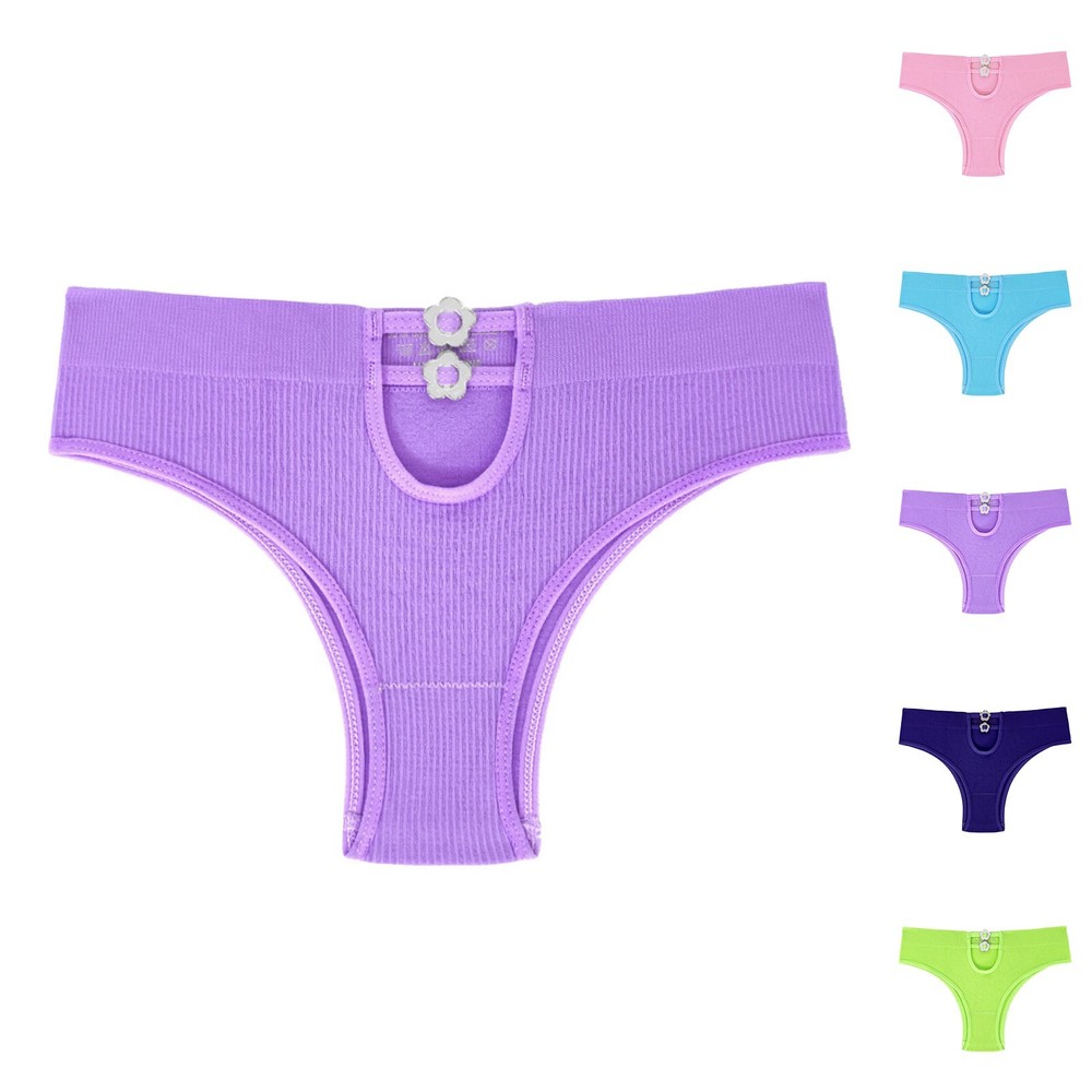 Briefs for Womens Flower Buckle Low Waist Hollow out Seamless Panty Underwear