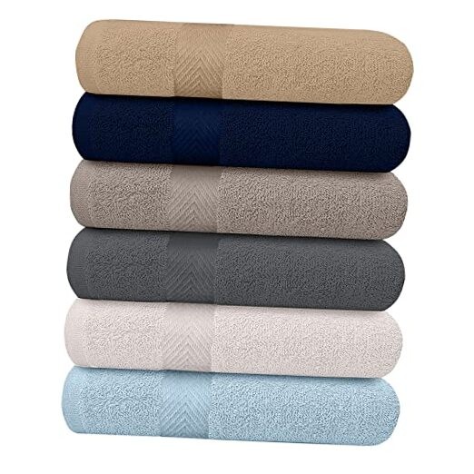 KAHAF 6-Pack Lightweight Bath Towels 27x54 Inches Soft Absorbent Quick-Dry Collection