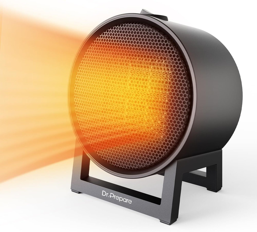 DR.PREPARE Small Space Heater for Indoor Use, 600W Electric 6 inch, Black
