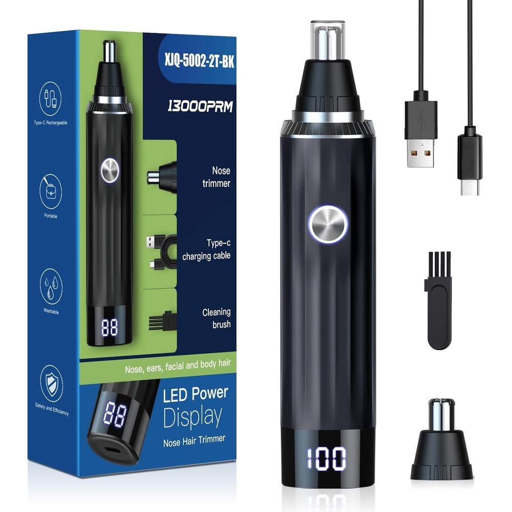 2025 Rechargeable LED Display Ear & Nose Hair Trimmer for Men & Women