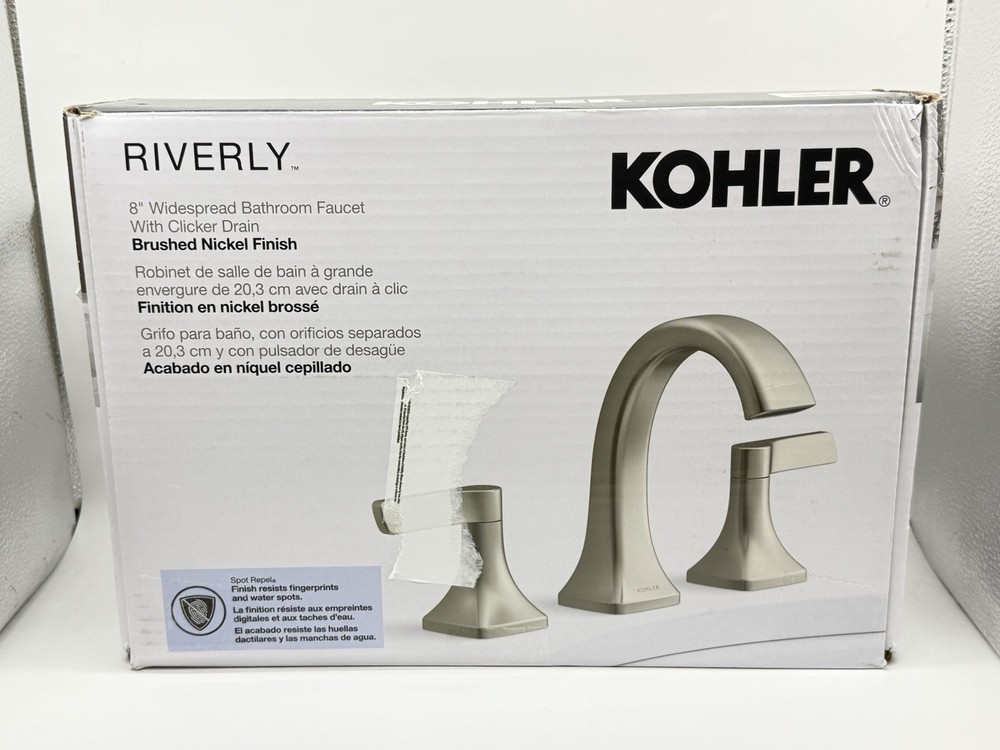 Kohler Riverly 8” Widespread Bathroom Faucet W/Clicker Drain - Brushed Nickel