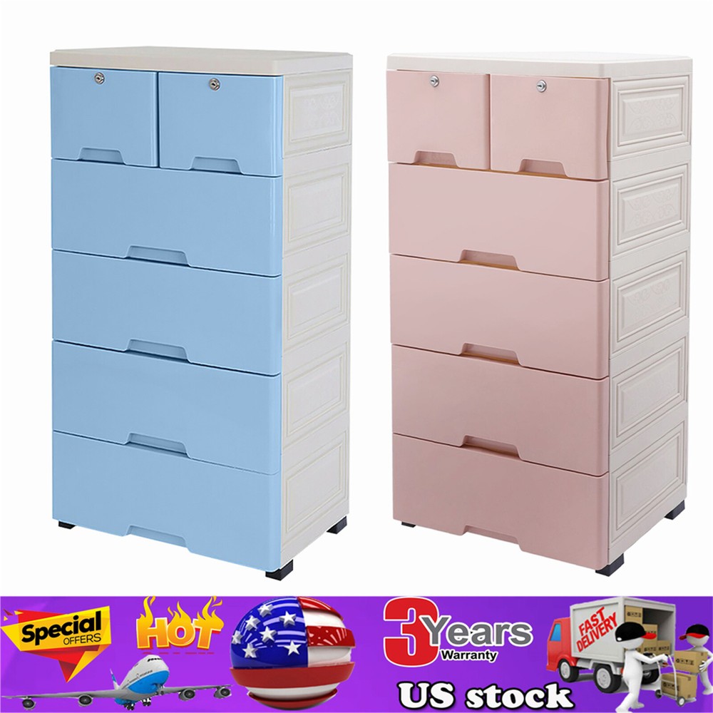 Plastic Storage Dresser Bedroom 6 Drawer Clothes Organizer Tower Cabinet Office
