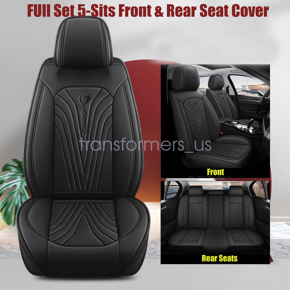 Pu PERF Leather Car Full 5-Seat Covers Black Fits Honda Accord CR-V 2007-2023