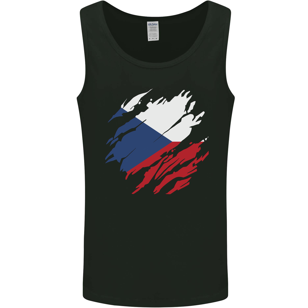 Torn Czechia Flag Czech Republic Day Football Mens Vest Tank Top