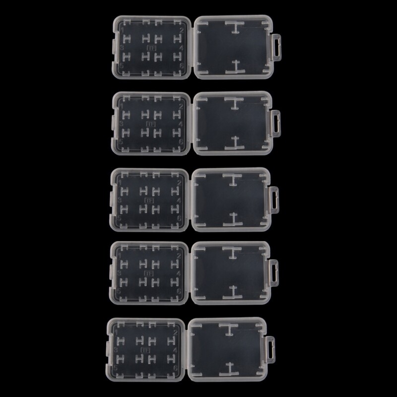 5 Slots Clear Plastic Memory Card for Case Holder for Memory