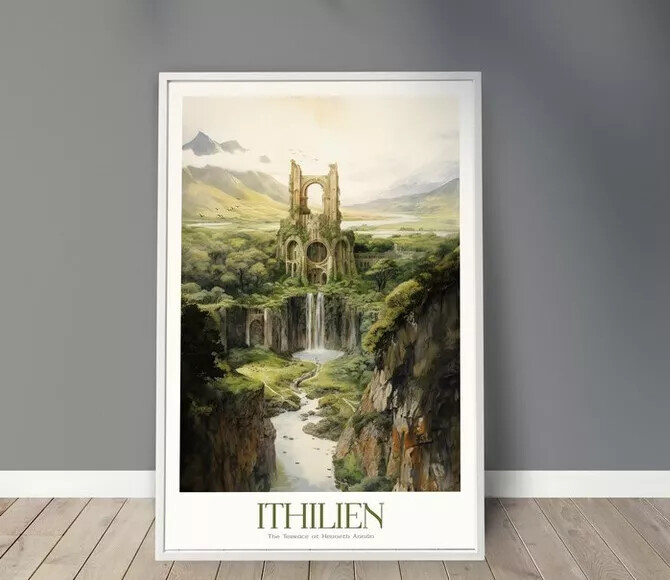 Ithilien Poster, Lord of the Rings Travel Poster Print