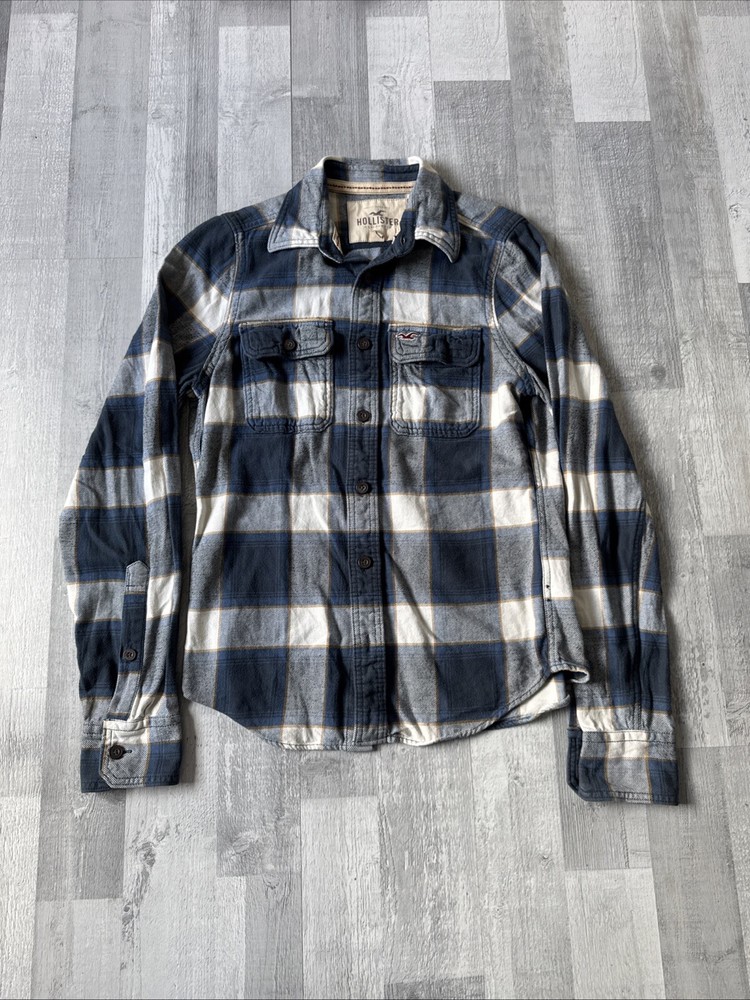 Hollister Blue And White Plaid Flannel Shirt Size Small