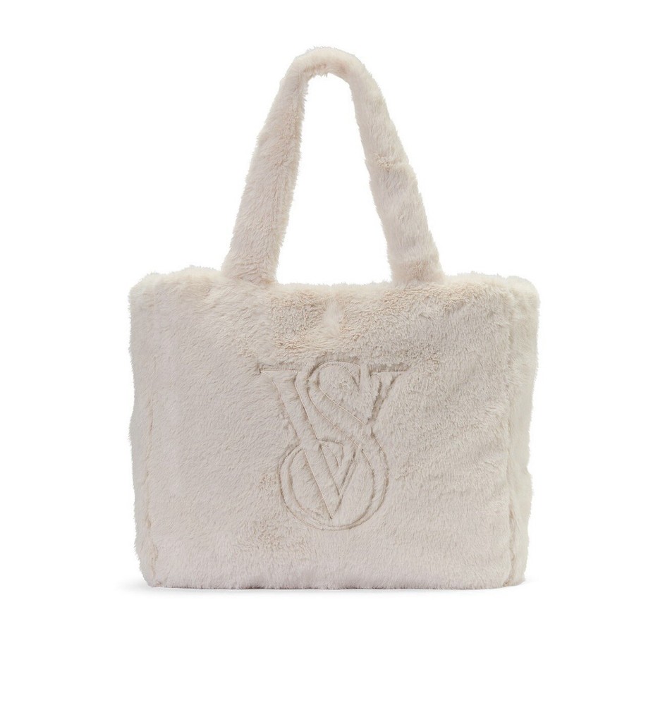 Victoria’s Secret Faux Fur VS Logo Weekender Tote Bag for Travel Gym Beach  