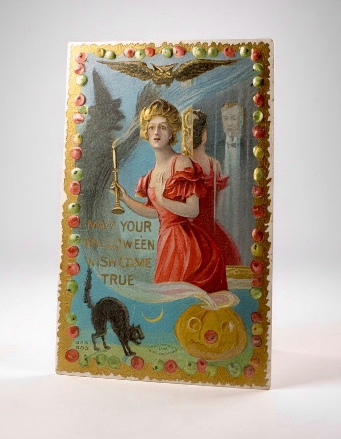 Antique Halloween Cat Witch Bat Postcard • M W Taggart Co. C1911 PA