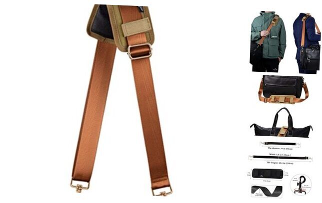 Allzedream Bag Shoulder Strap Replacement Laptop Travel Brown, Gold Hardware