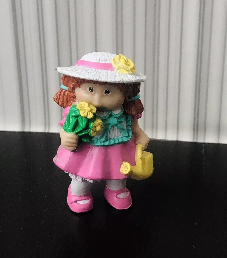 1984 Cabbage Patch Kids Flower Girl Figurine in Pink Dress PVC Collectible  