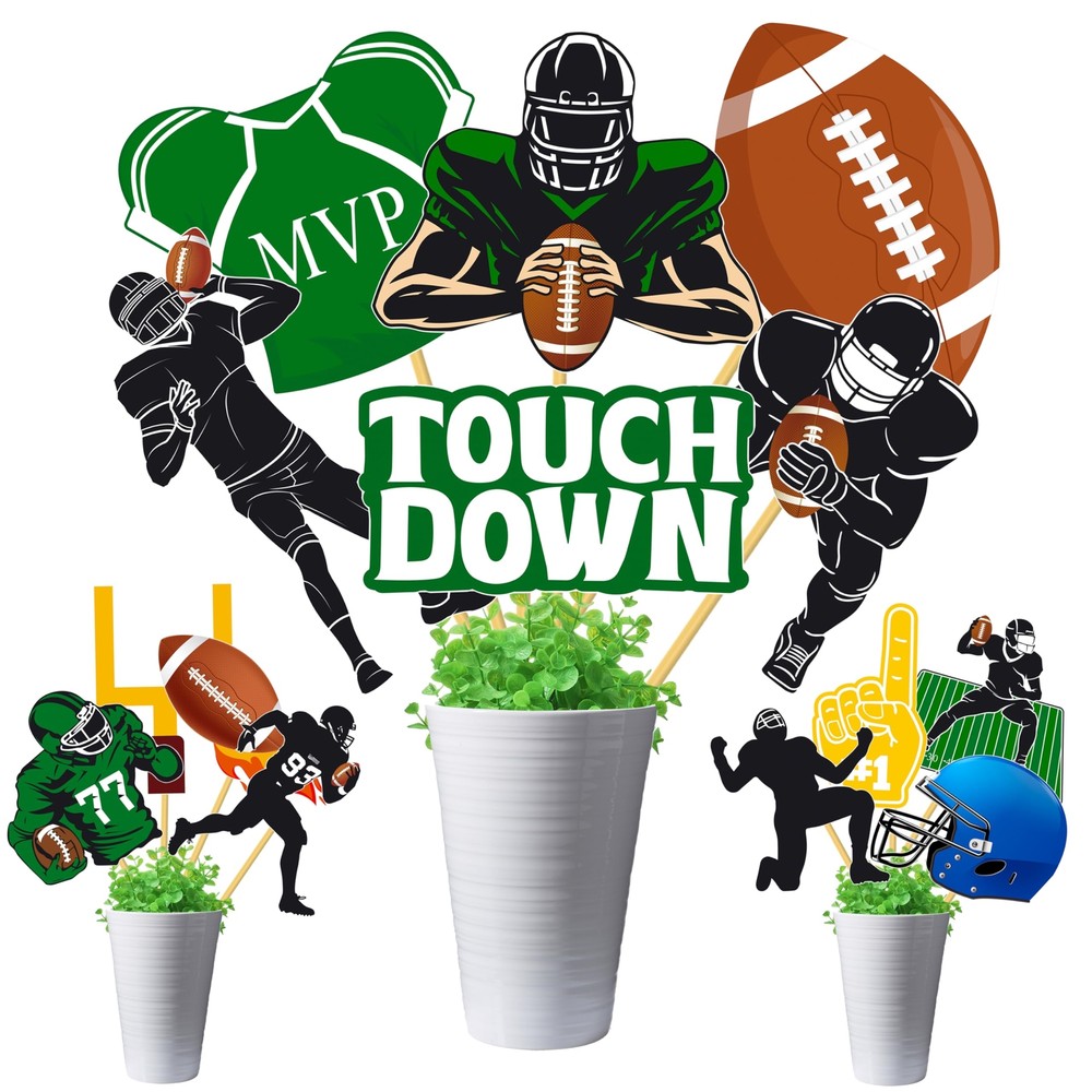 Football Birthday Party Centerpiece Sticks Rugby Ball Table Toppers Sports Th...