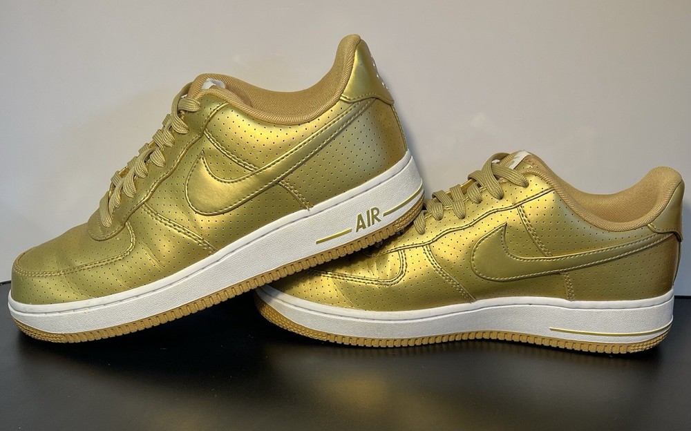 Nike Air Force 1 Low '07 LV8 'Gold' 718152-700 Sz 10 Metallic Gold NBA OVO Rare