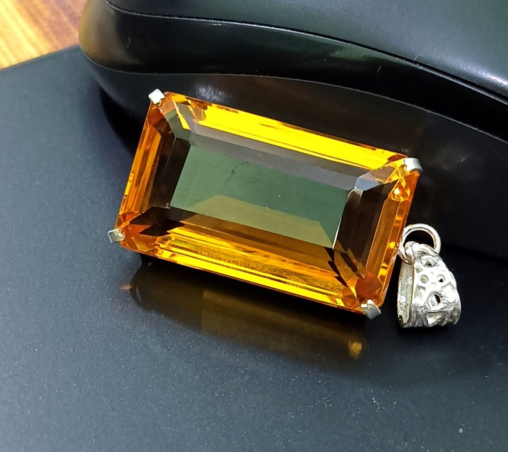 118.60Ct Certified Natural Topaz 925 Silver Emerald Pendant Loose Gemstone