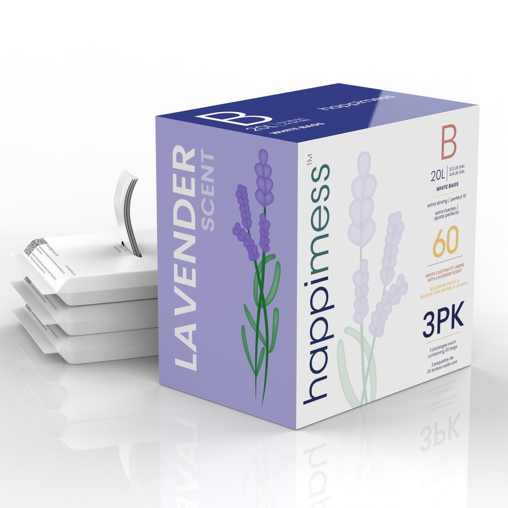 happimess HPM3101-5.3GAL-TRASH-BAG 5.3-Gallon Lavender Scented - White
