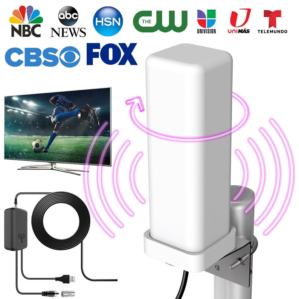 6000 Miles Outdoor TV Antenna Digital HDTV 4K Amplified Long Range 360° UHF VHF