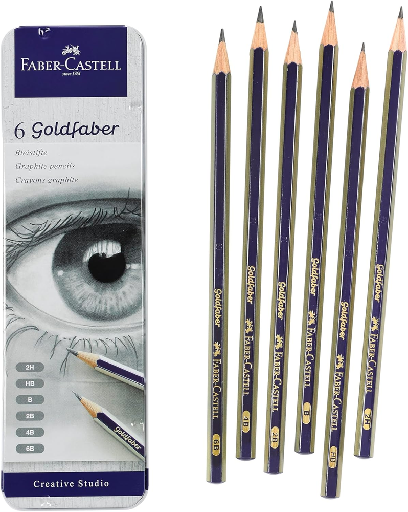 Graphite Sketch Pencil Set - 6 Graphite Pencils (2H, HB, B, 2B, 4B, 6B), Drawing