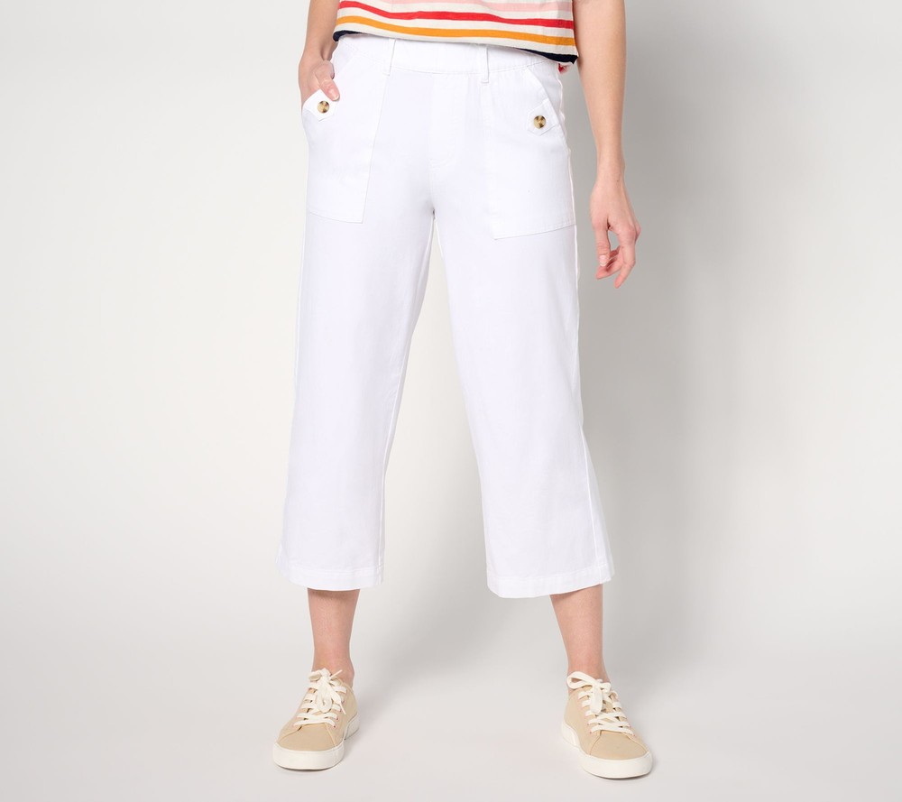 Anybody Women's Pants Sz M Regular All-Stretch Twill Cropped Pant White A642842