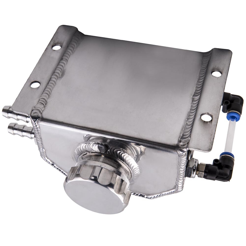 1L Aluminum Car Engine Oil Catch Can Reservoir Water Tank Bottle w/ Cap 1L