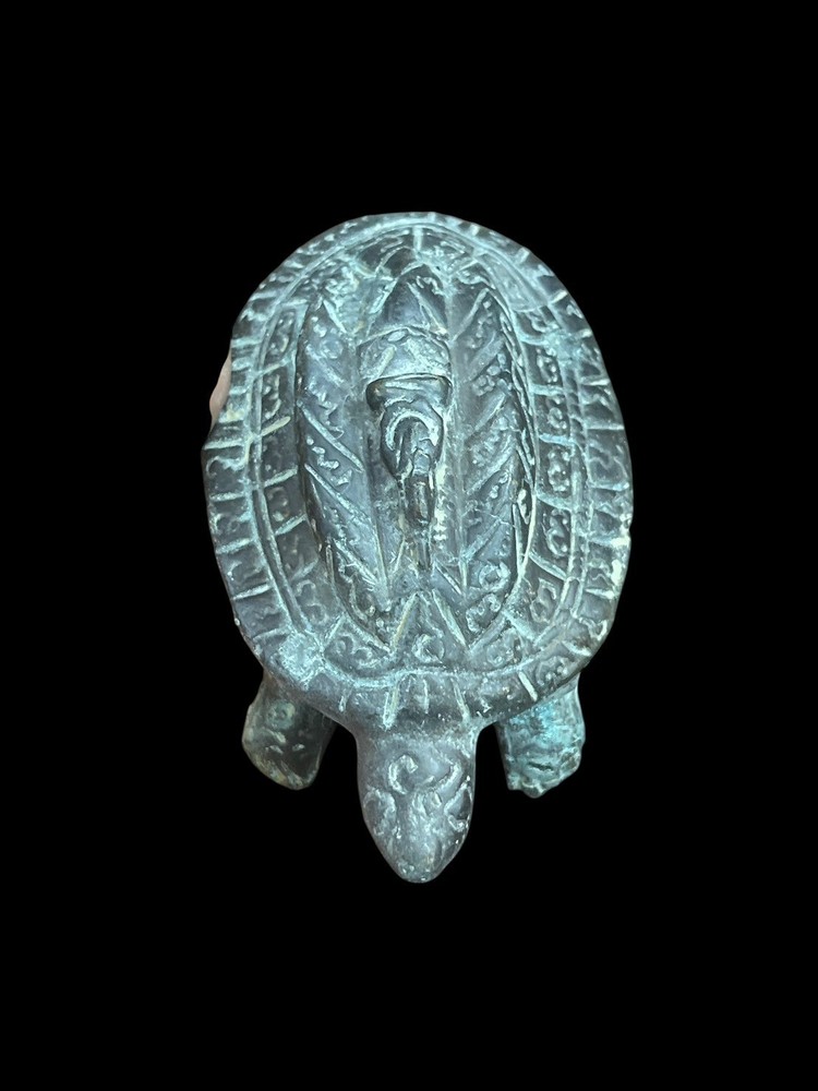 Ancient Indo-Greek Bronze Turtle Sculpture with Rich Green Patina