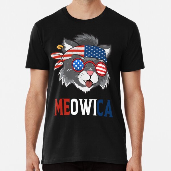 Meowica 4th of july usa flag sunglasses Premium T-Shirt S-5XL