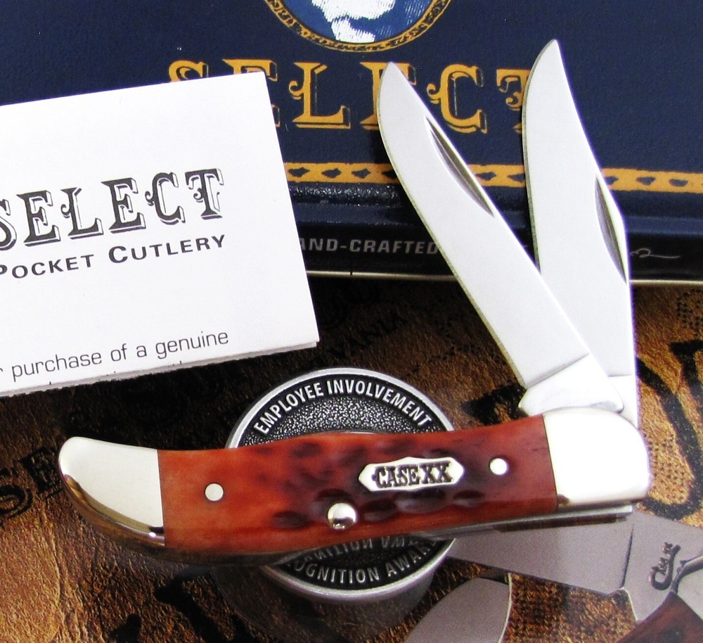 Case XX Select Pocket Hunter Knife 2000 Tested Red Bone Select Tin & Brochure NR