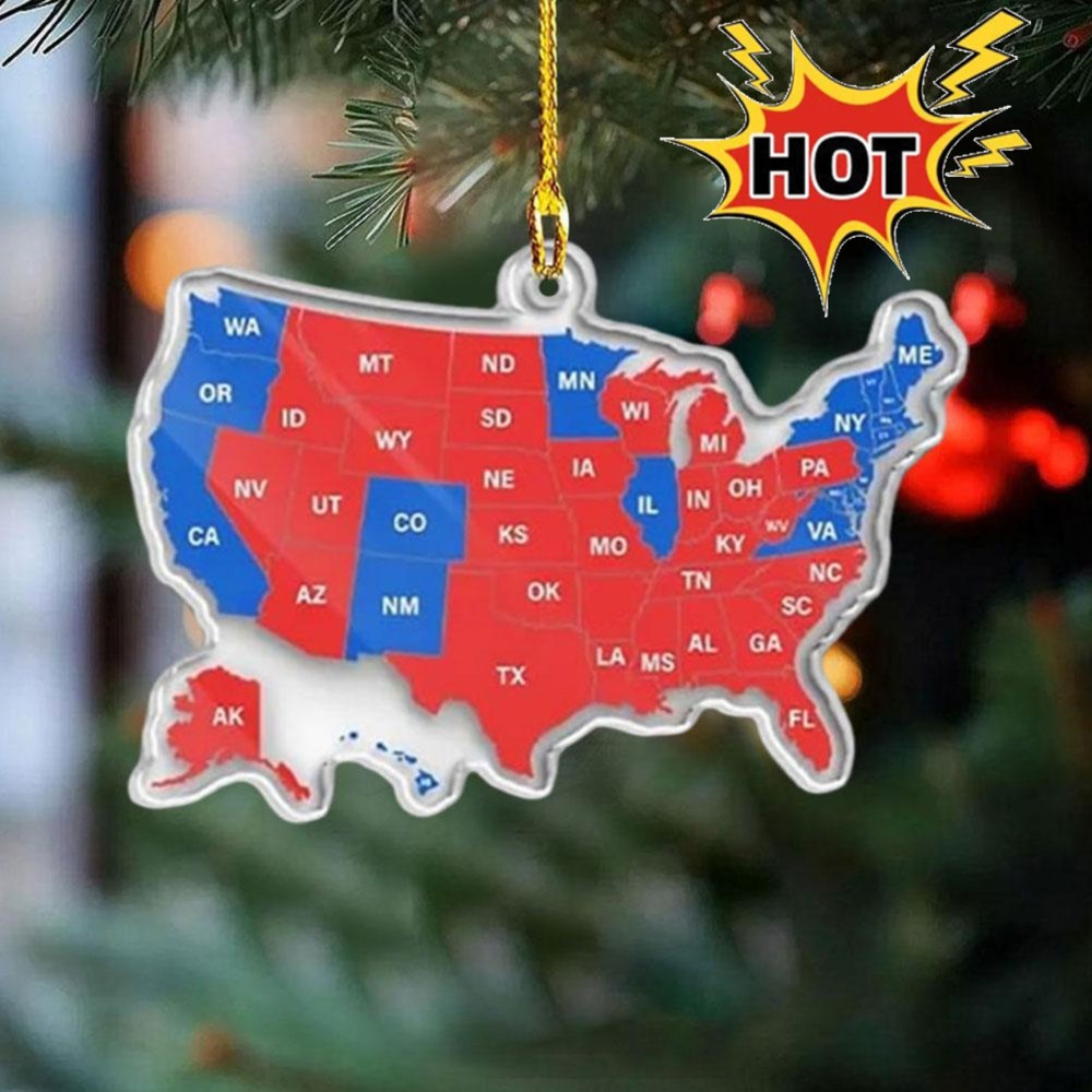 Election Result Map-US-Election won get over it 2024 Christmas ornament!