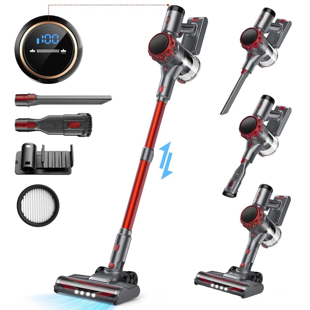 Cordless Vacuum Cleaner, 300W 35Kpa Powerful Stick Vacuum with LED Display, R...