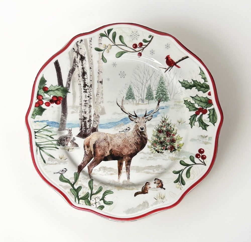 Better Homes & Gardens Winter Forest Buck Salad Plate 8 7/8”