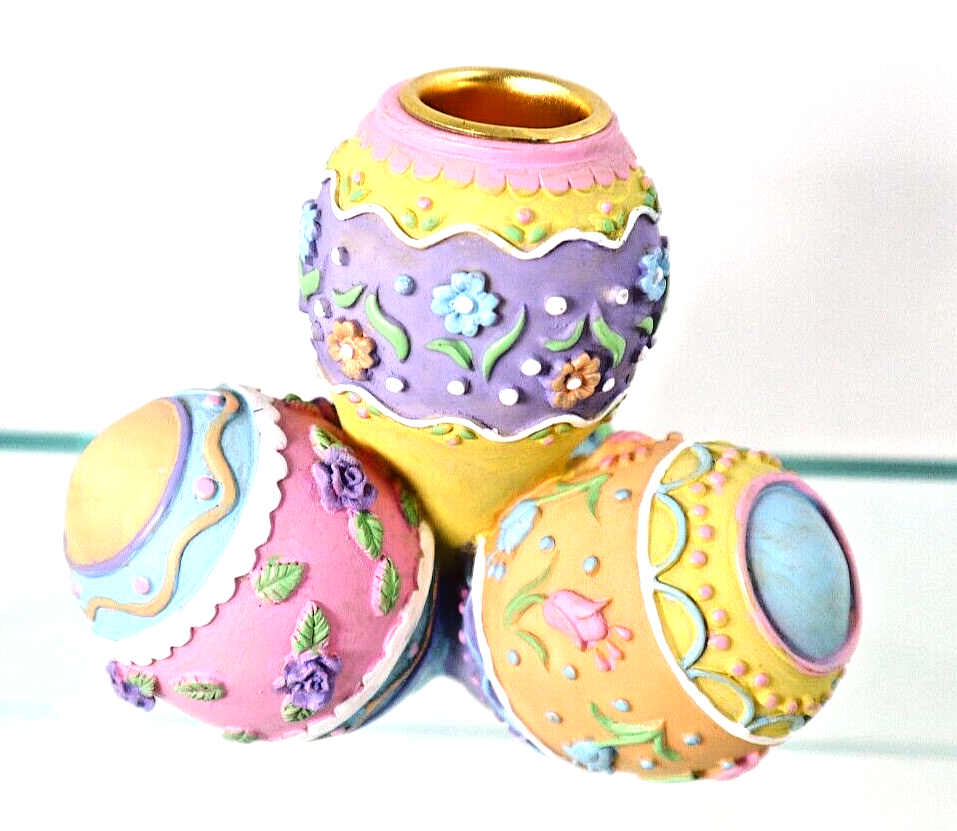 Easter Eggs Shape Candle Holder Pastel Colorful Resin 4