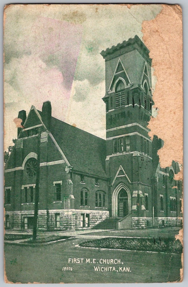 Antique Postcard First Methodist Episcopal Church Wichita, KS 1900s