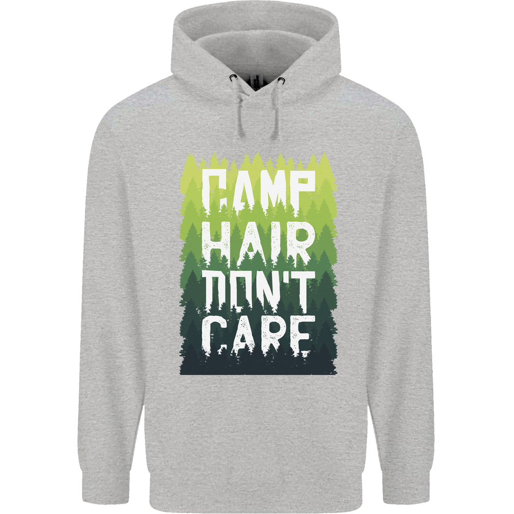 Camp Hair Dont Care Funny Caravan Camping Mens 80% Cotton Hoodie