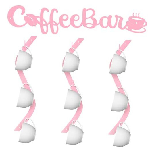 Coffee Mug Wall Rack Mounted with Coffee Bar Decor Curve Coffee Mug Holder