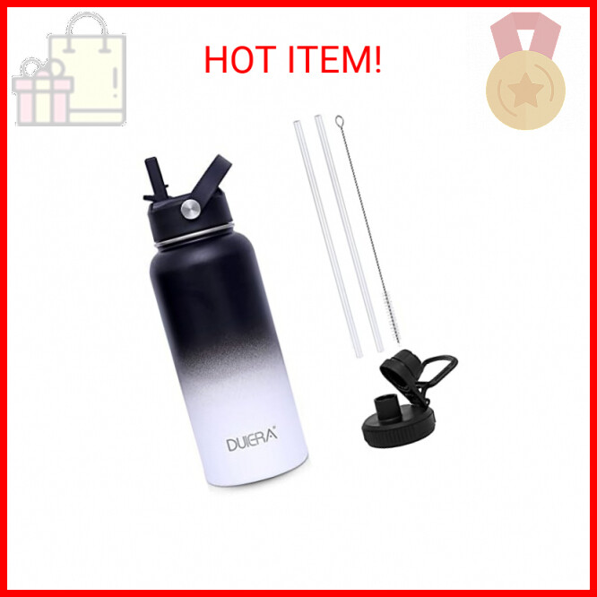 DUIERA 32 oz Water Bottle with Straw, Stainless Steel Insulated Water Bottle wit