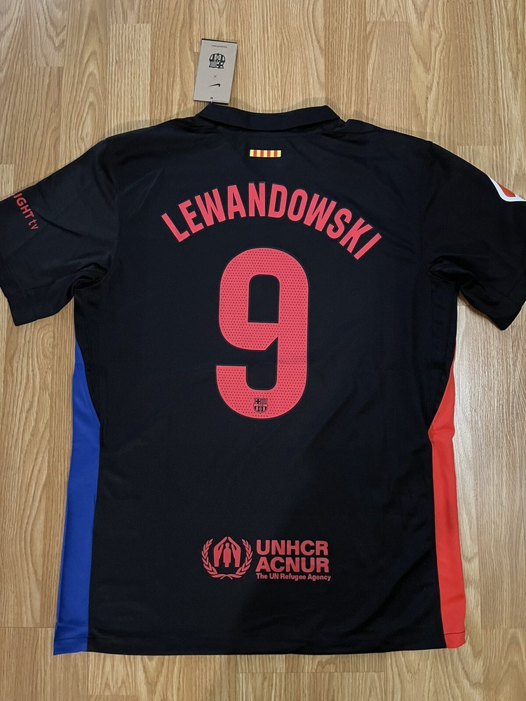 Barcelona 24/25 Away Jersey ‘Lewandowski 9’ Size L (w/ La Liga Patches)