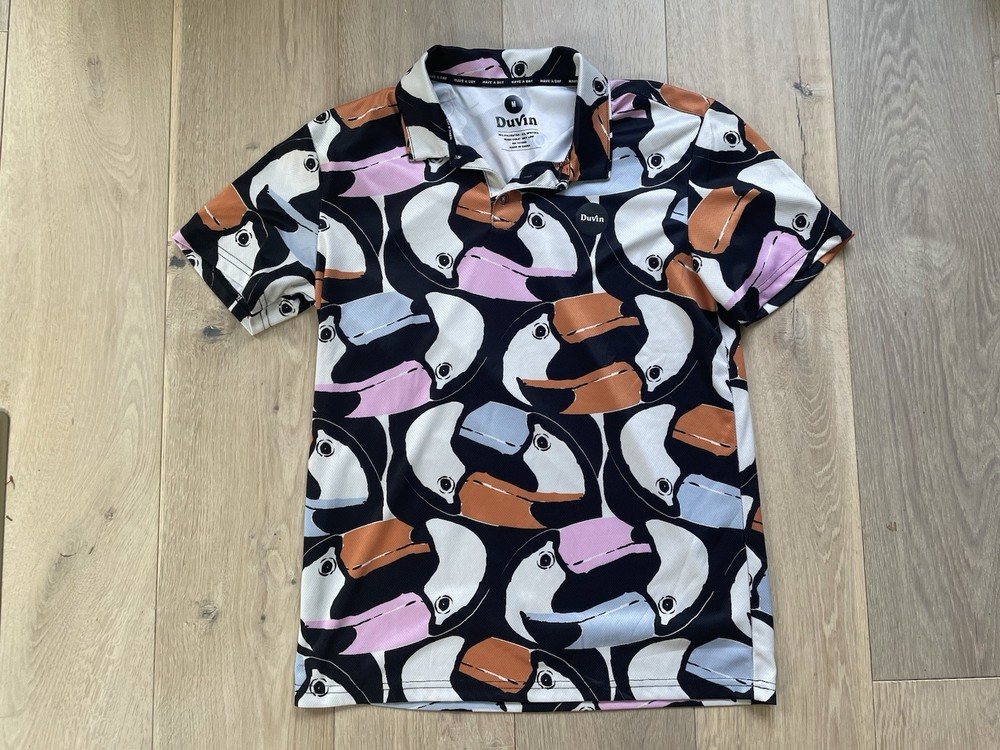 Duvin toucan bird all over print (AOP)  golf polo shirt - size medium