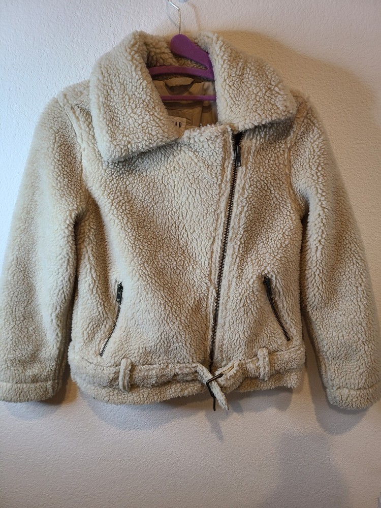 Gap Kids Sherpa Biker Teddy Jacket Girls Sz M 8-9