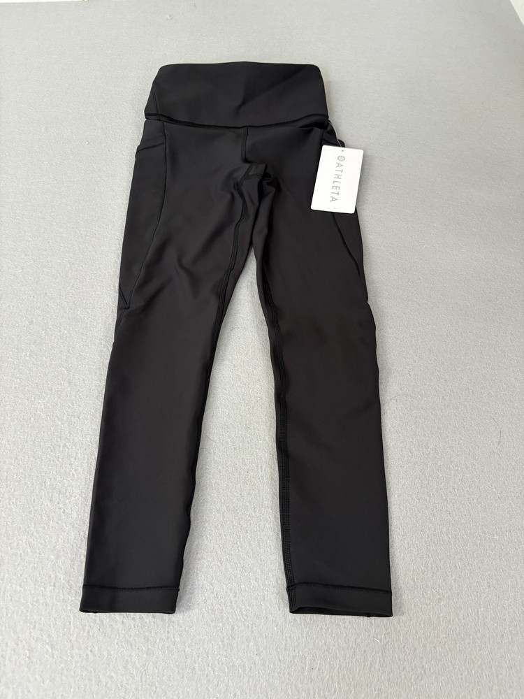 Athleta Interval Stash 7/8 Tight Leggings Womens XXS Black Quick Dry Yoga