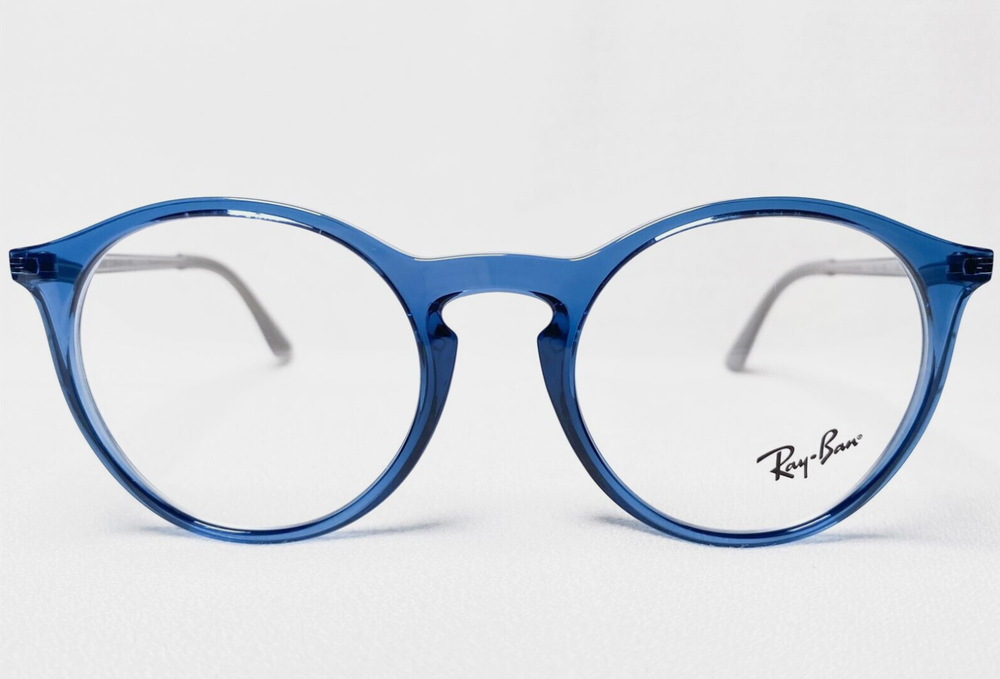 RAY BAN RB 7132 5721 TRANSPARENT BLUE AUTHENTIC EYEGLASSES ROUND RX 50-20-145 MM