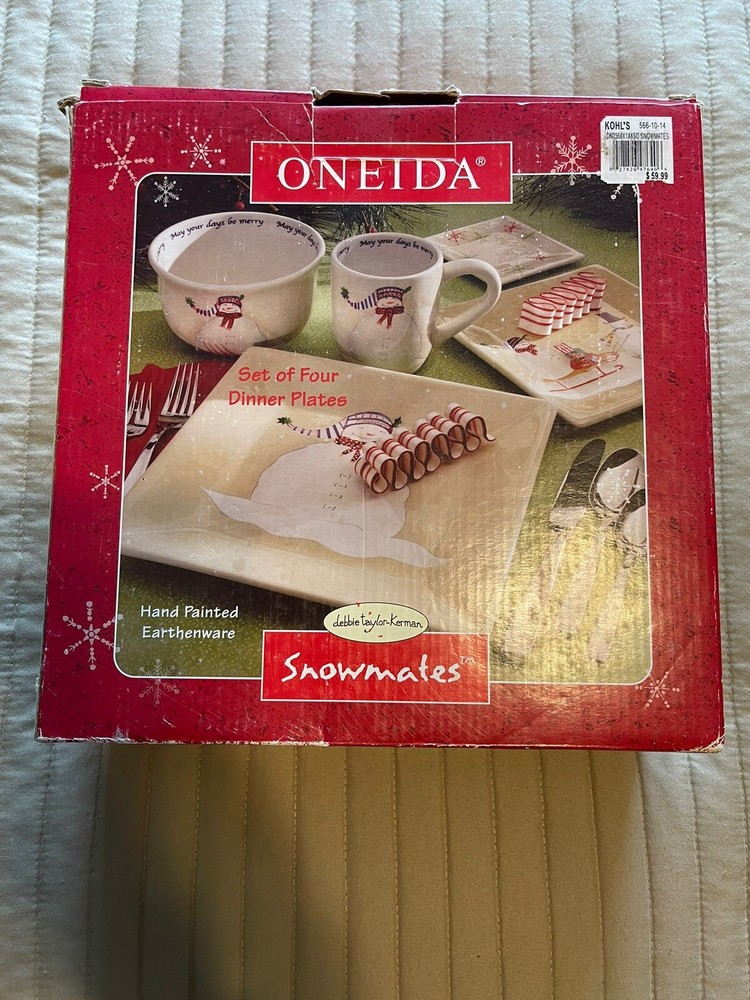 Oneida Sakura Snowmates Cream 4 Square Dinner Plates Square 10”