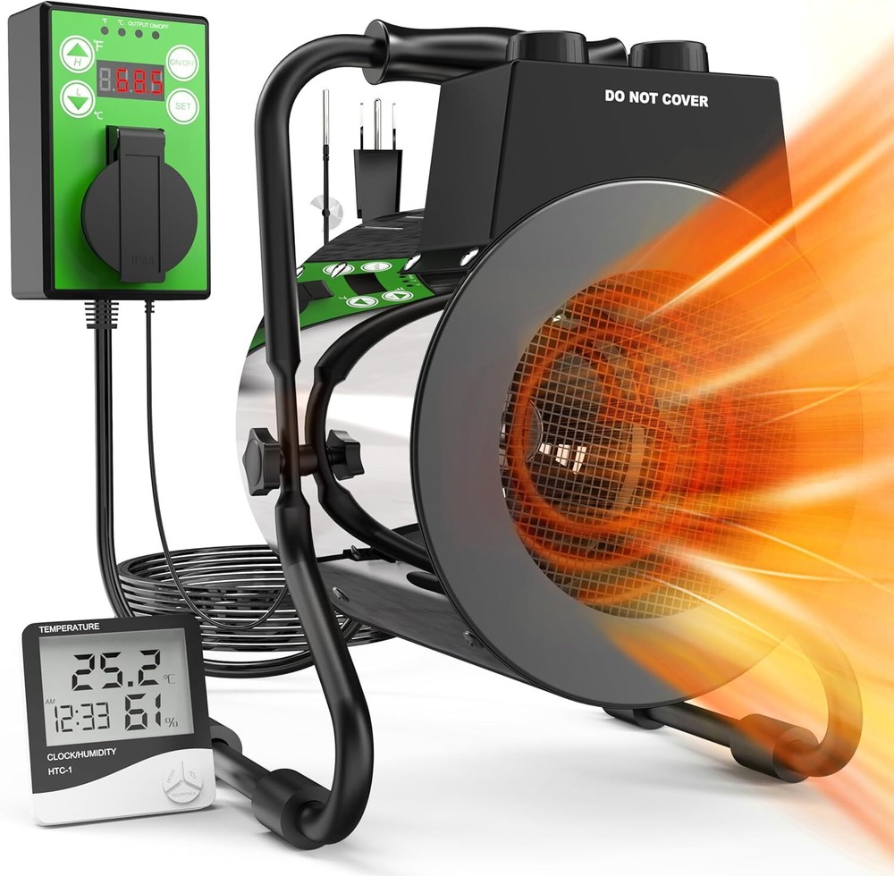 Greenhouse Heater with Digital Thermostat, Portable, Fast Heating, Overheat Prot