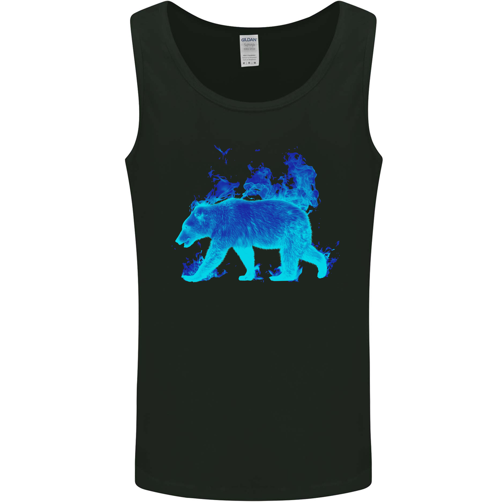 A Blue Flame Grizzly Bear Mens Vest Tank Top